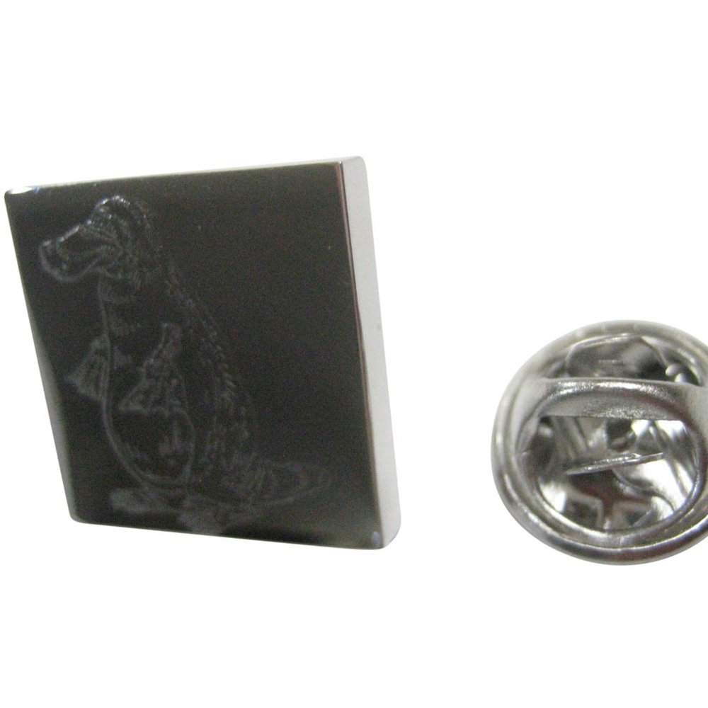 Silver Toned Square Etched Duck Billed Platypus Lapel Pin